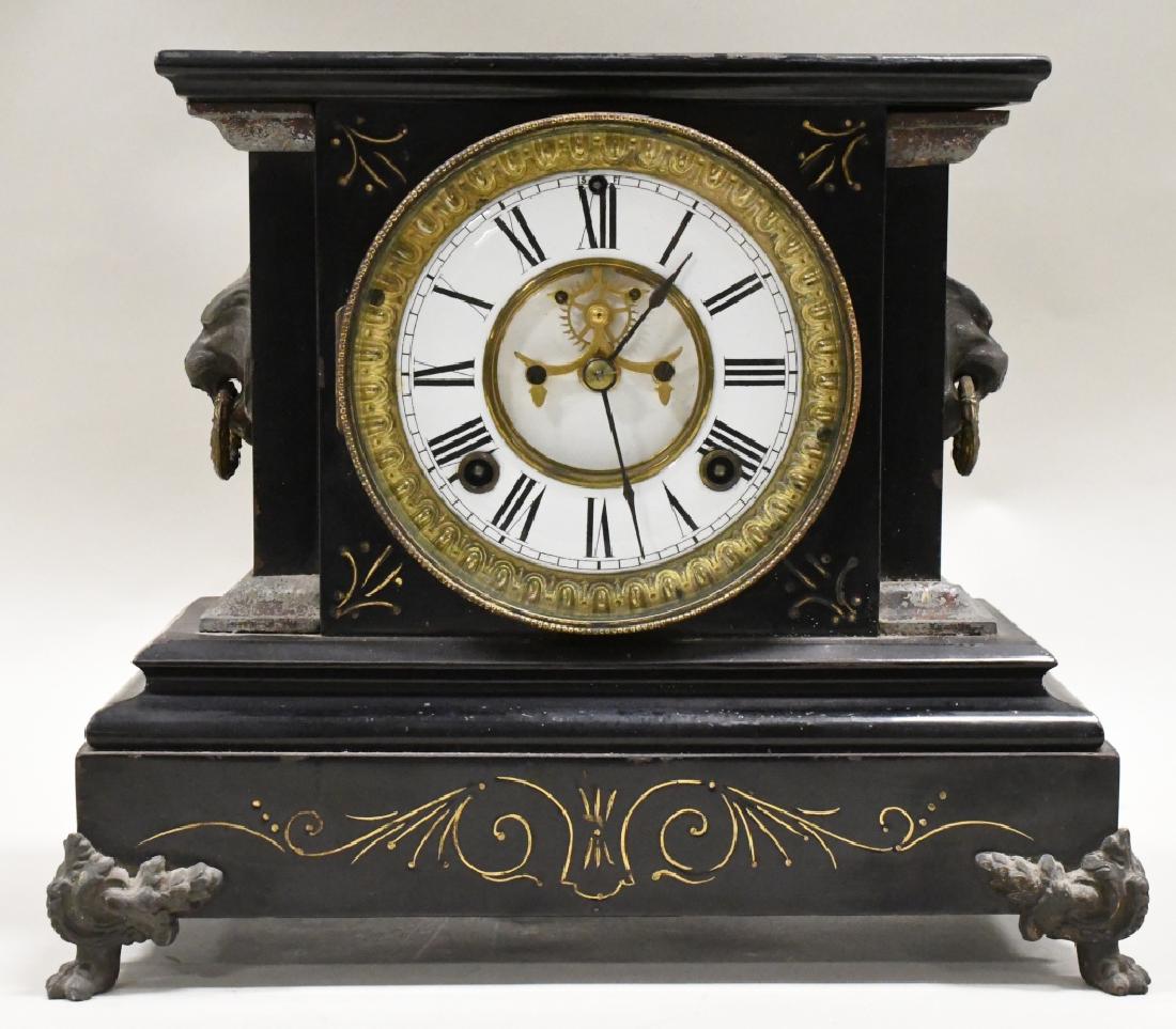 Ansonia Cast Iron Open Escapement Mantle Clock