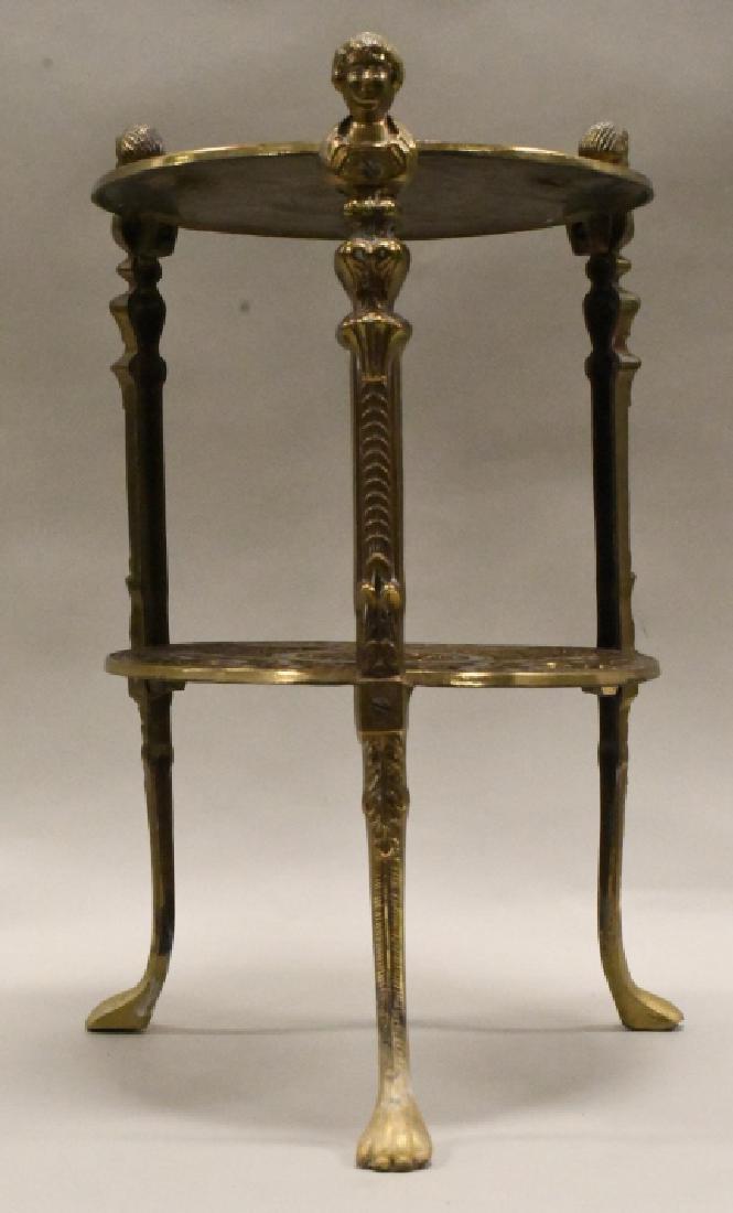 Vintage Ornate 2 Tier Figural Round Brass Table. (1 of 4)