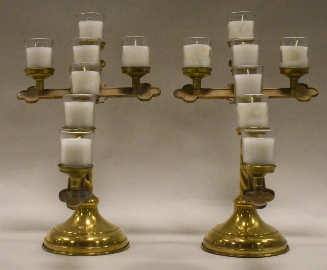 Pair of Large Brass 7 Lite Cross Candlesticks (1 of 5)