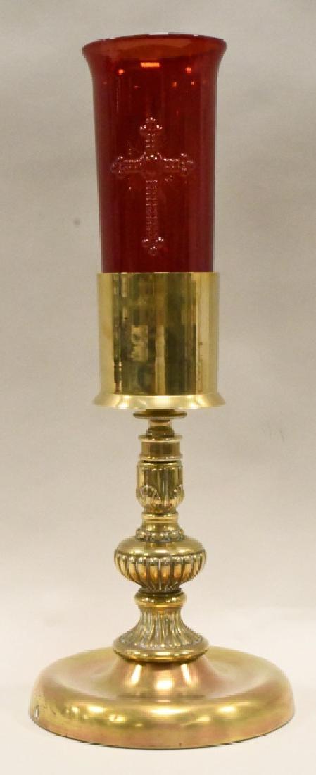 Vintage Large, Heavy Brass Plated Cast Candlestick (1 of 3)