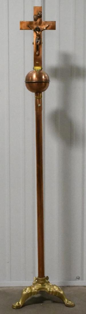 Vintage Copper Crucifix Cross on Stand. (1 of 4)