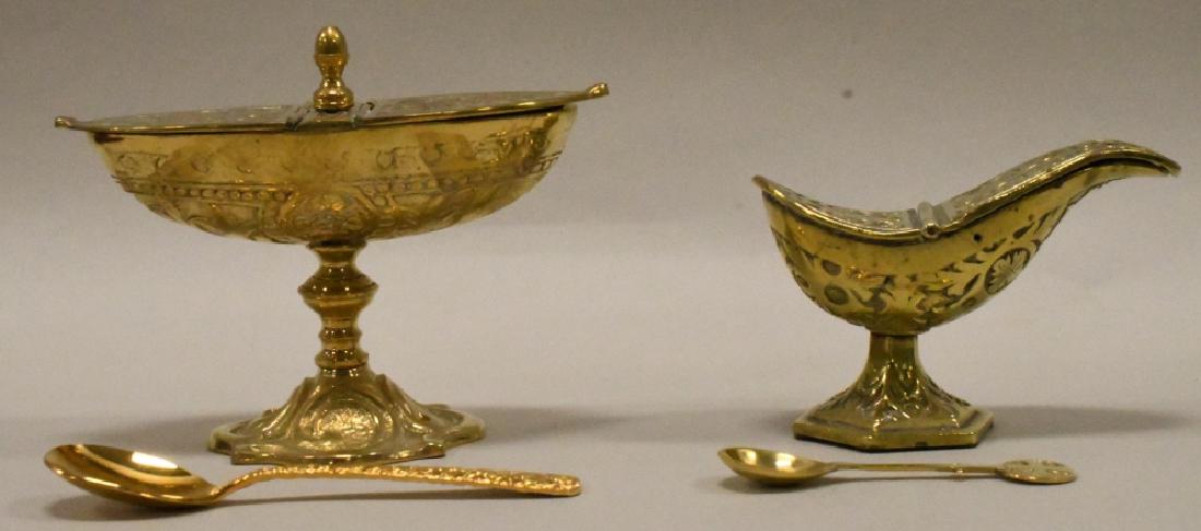 Pair of Brass Censer Boats for Incense: Two included in this lot,. Largest one measures 5.5" x 6".