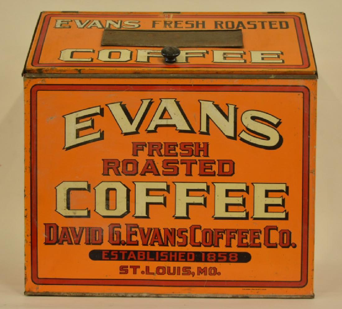 Vintage Tin Litho Evans Coffee Store Display Bin (1 of 4)
