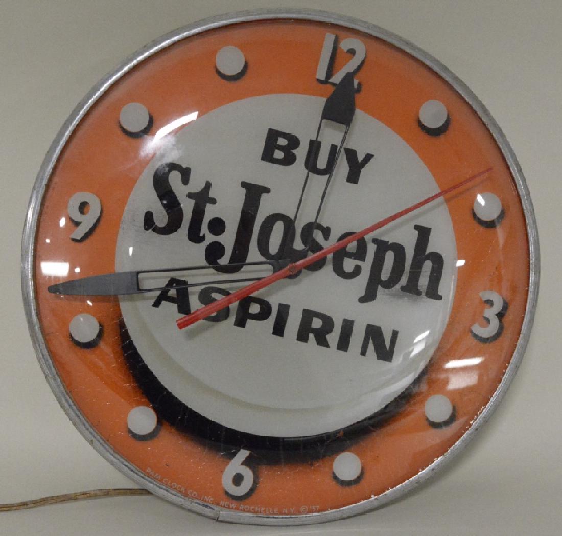 PAM St. Joseph Aspirin Lighted Advertising Clock (1 of 5)