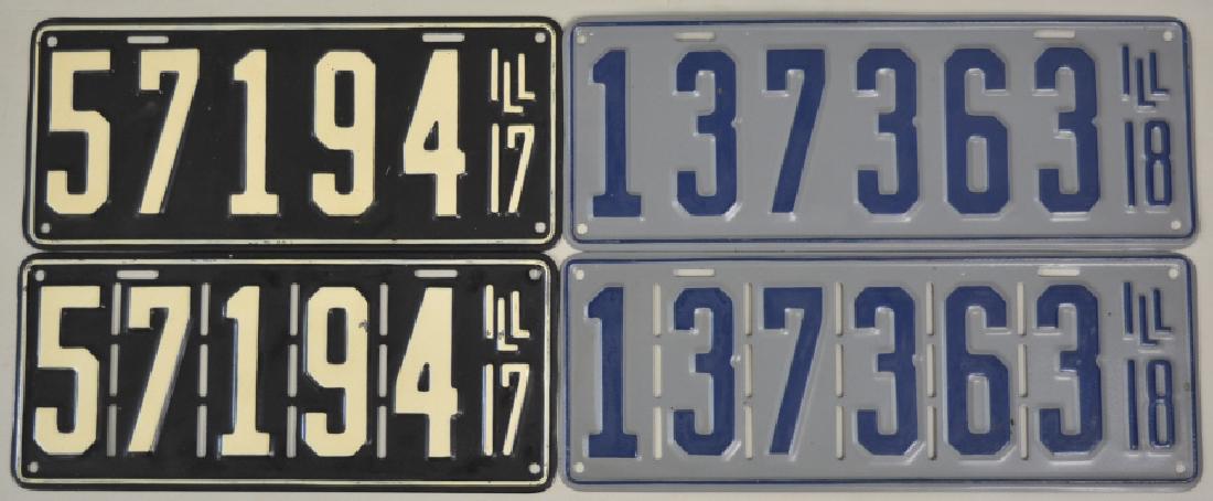 1917-1918 Illinois License Plate Matched Pair Sets (1 of 5)