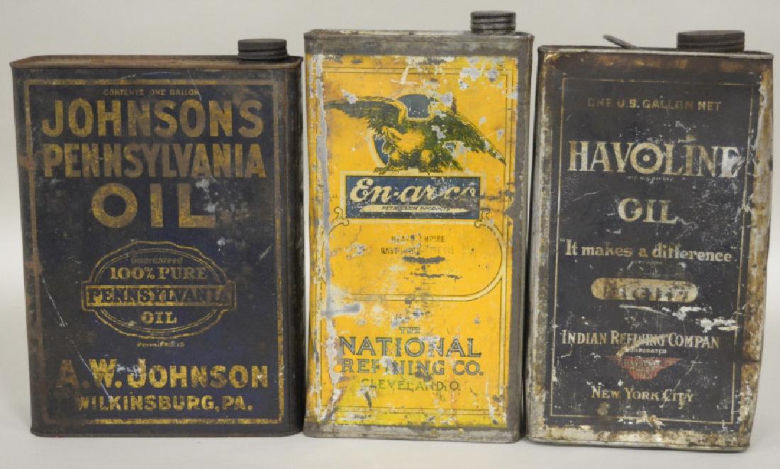 Lot Of 3 Early One Gallon Oil Cans (1 of 4)