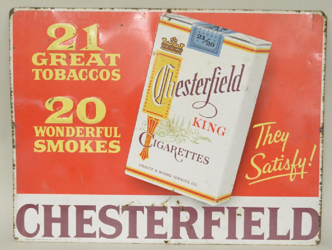 SST Embossed Chesterfield Cigarettes Adv Sign (1 of 2)