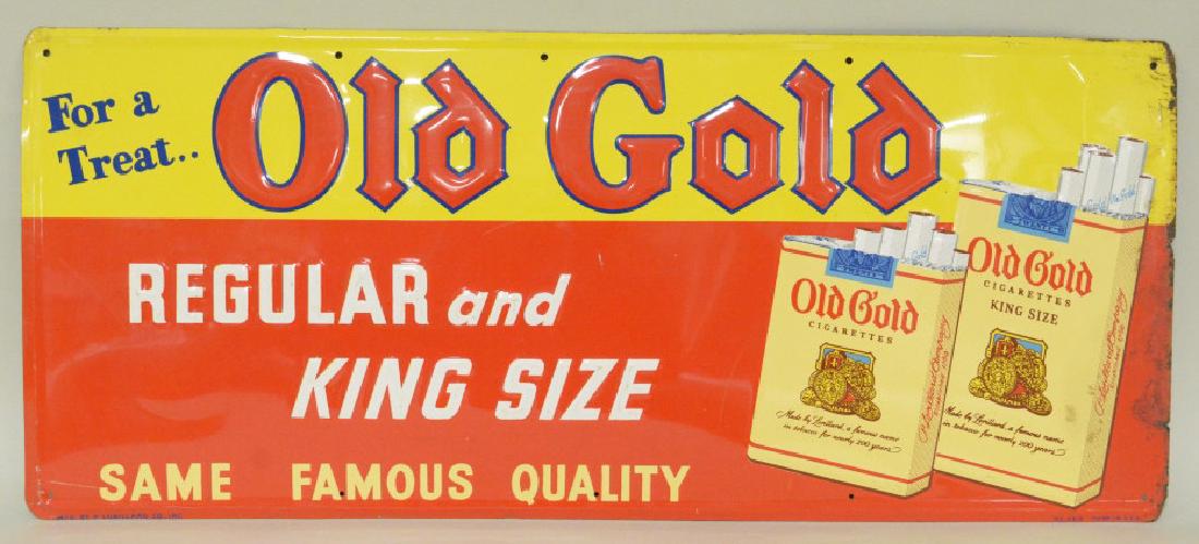 SST Embossed Old Gold Cigarettes Adv Sign (1 of 4)