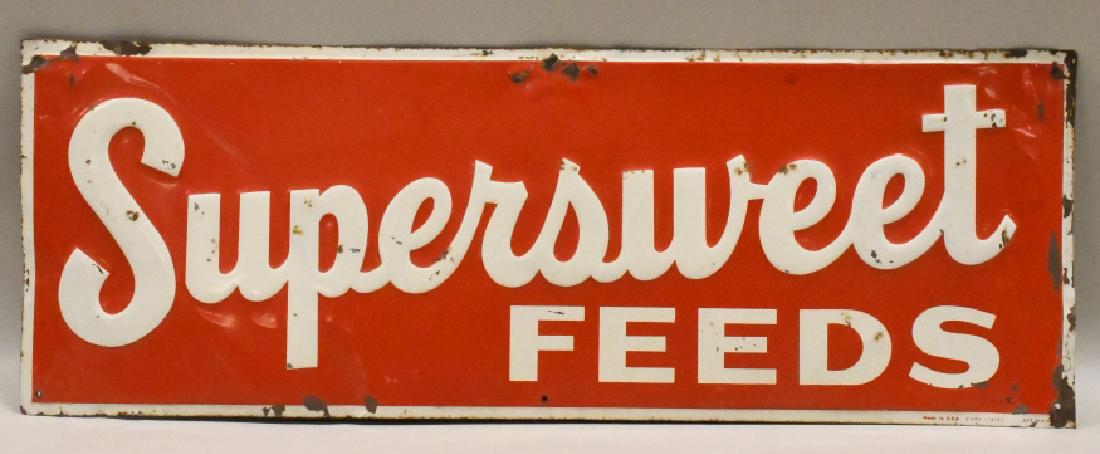 Vtg SST Embossed Supersweet Feeds Advertising Sign (1 of 3)
