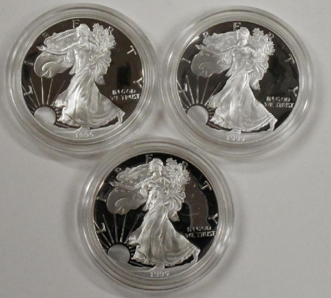 3- 1995-P Proof Silver Eagle Coins (1 of 2)