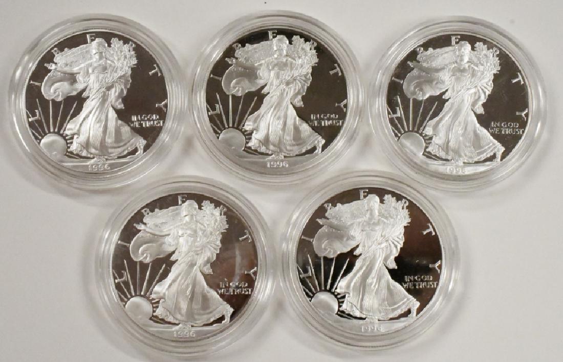 5- 1996-P Proof Silver Eagle Coins (1 of 2)