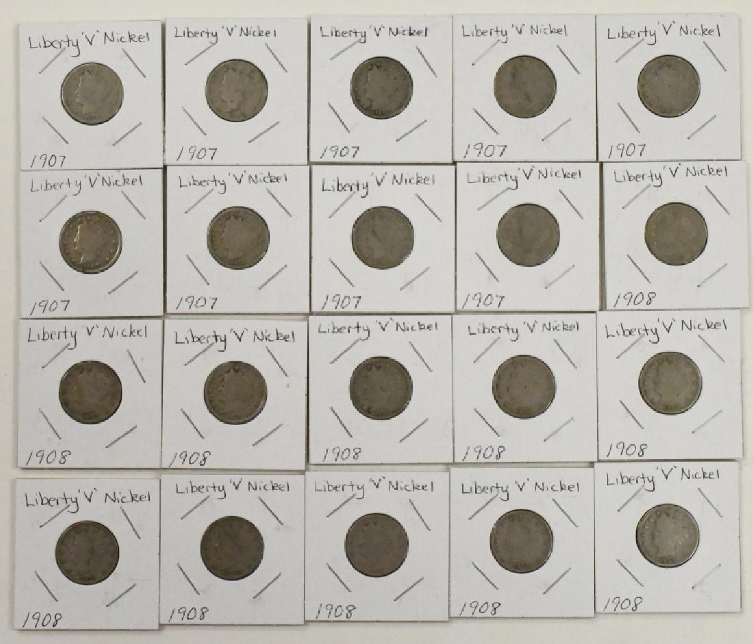 (20) 1907 & 1908 Liberty "V" Nickels (1 of 3)