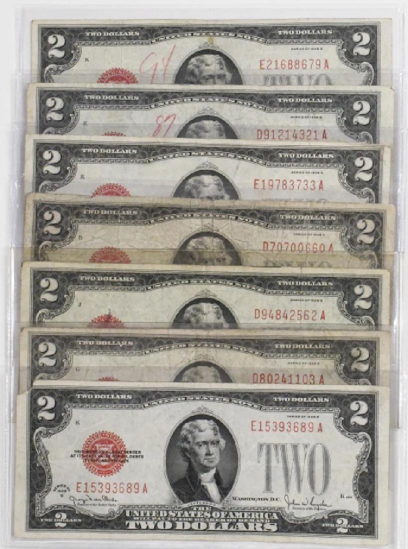 (7) United States 1928 Red Seal $2 Bills (1 of 2)