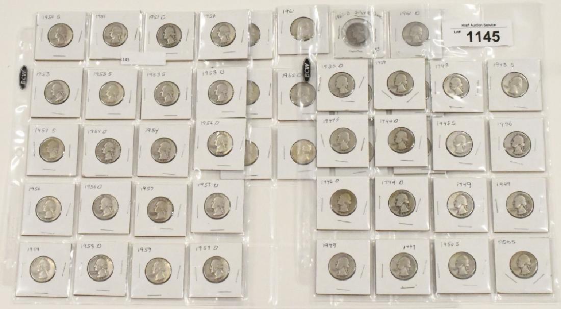 Mixed Lot Of 48 90% Silver Washington Quarters (1 of 4)