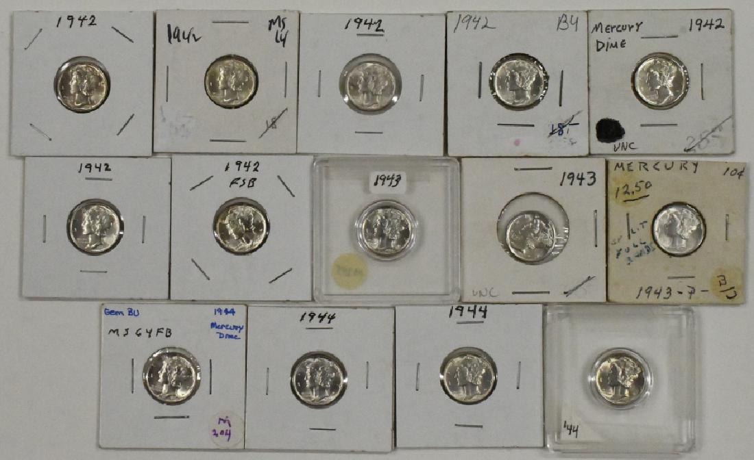 Lot Of 14 Mixed Date Uncirculated Mercury Dimes (1 of 5)