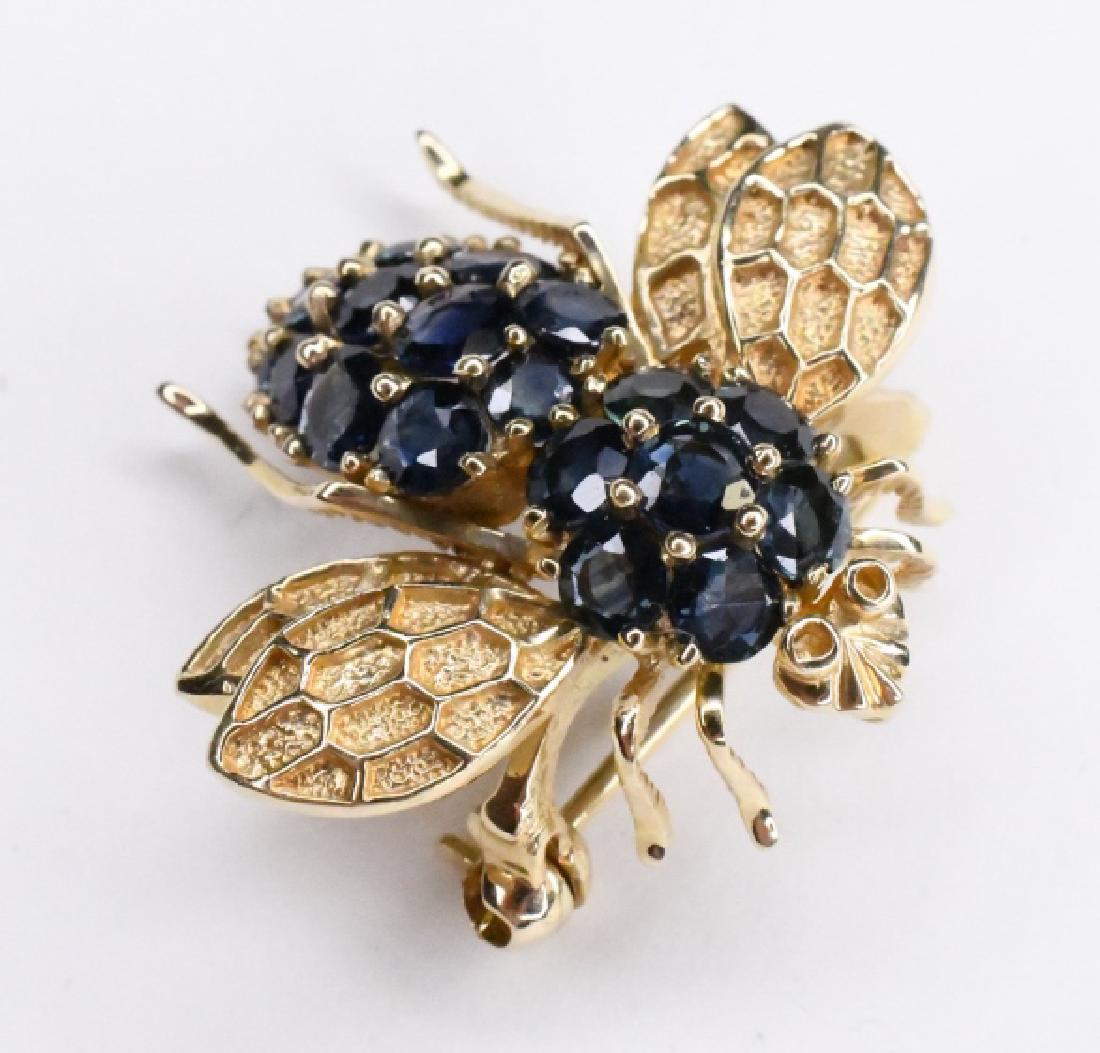 Ladies 14K Yellow Gold Sapphire Bumble Bee Pin (1 of 3)
