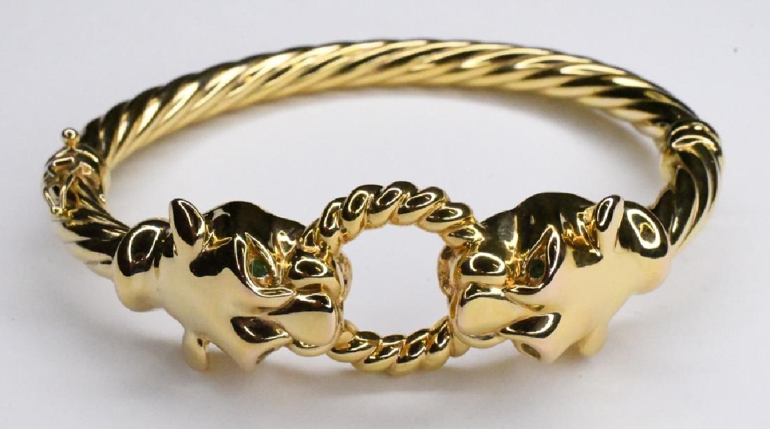 Ladies Italian 14K Yellow Gold Panther Bangle (1 of 2)