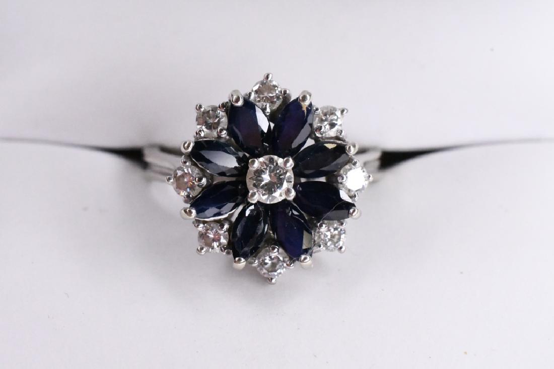 Ladies 14K White Gold Diamond & Sapphire Ring (1 of 2)