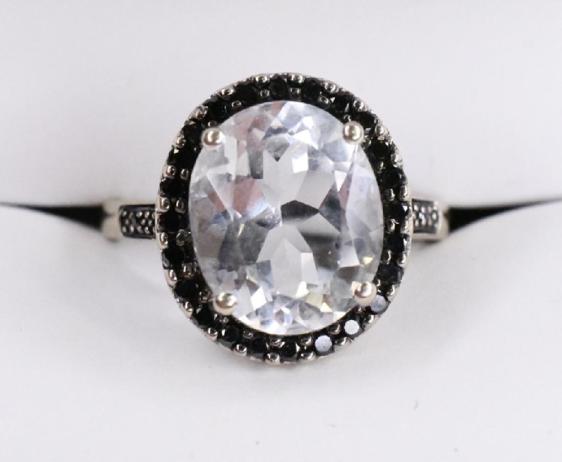 14K White Gold White Sapphire & Black Diamond Ring (1 of 2)