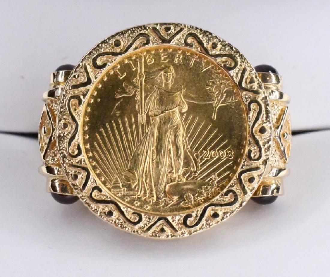 Ladies 14K Yellow Gold 1/10 American Eagle Ring (1 of 2)