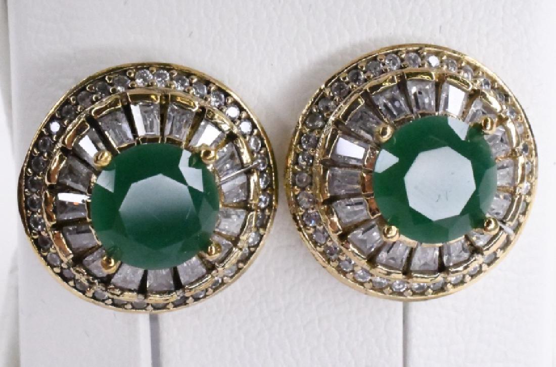 Round Cut Sterling Emerald Dinner Earrings (1 of 2)