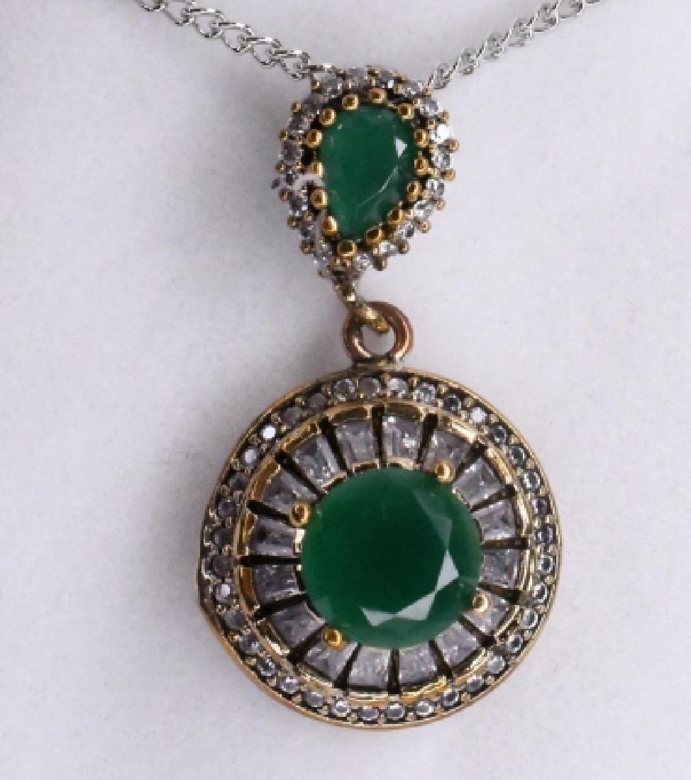 Round Cut Emerald Sterling Silver Necklace (1 of 2)