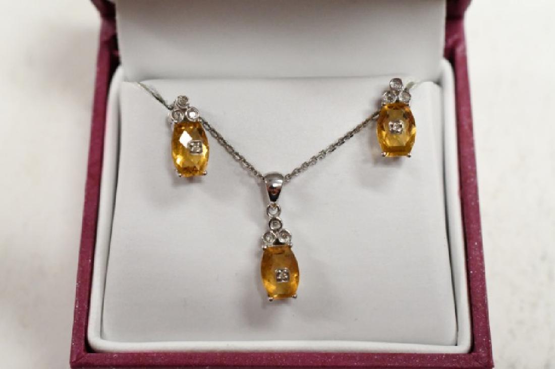 Ladies 14K White Gold Topaz & Diamond Set (1 of 2)