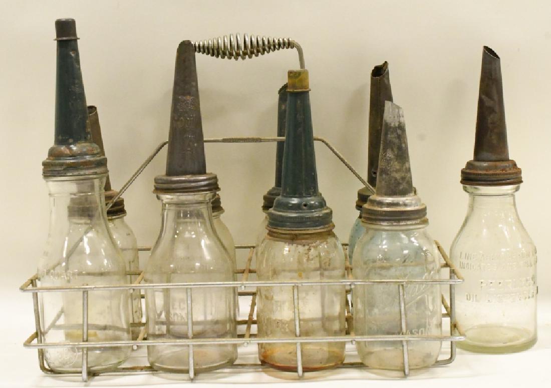 9 Glass Oil Bottles With 8 Bottle Carrier (1 of 3)