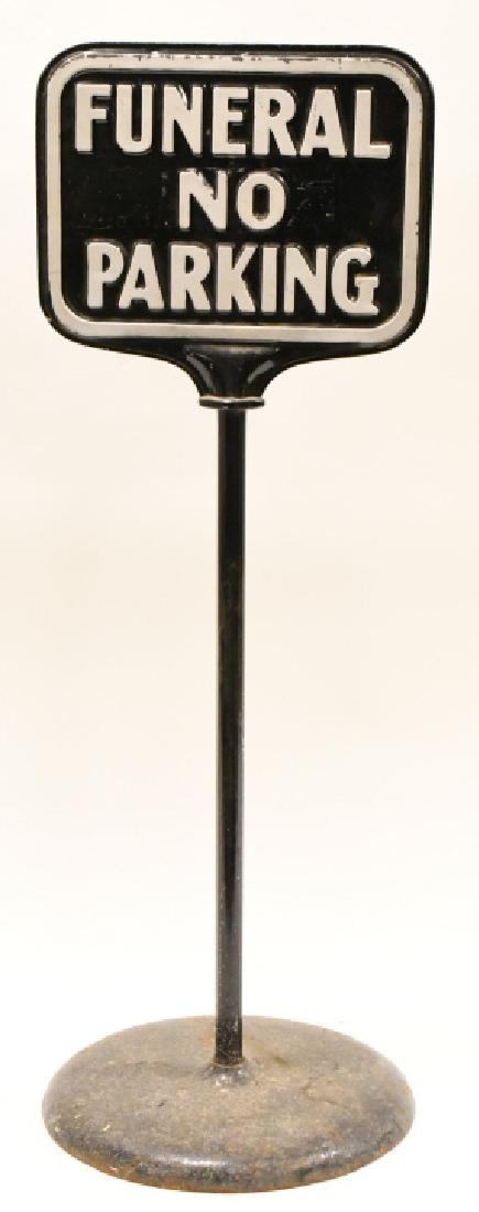 Vintage Double Sided Funeral No Parking Sign (1 of 4)