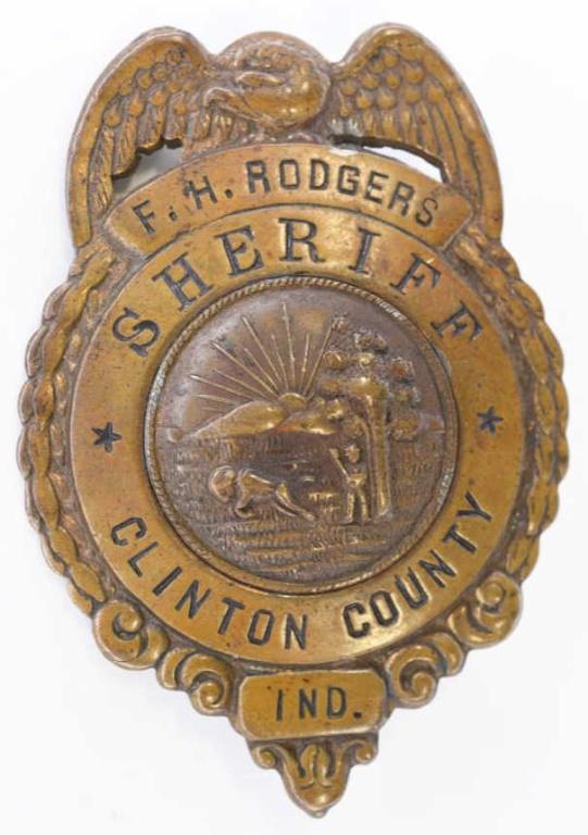 Named Obsolete Clinton Co. Ind. Sheriff Badge (1 of 2)