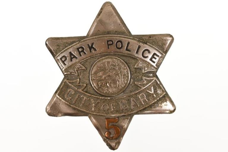 Early Obsolete Gary Indiana Park Police Badge #5 (1 of 3)