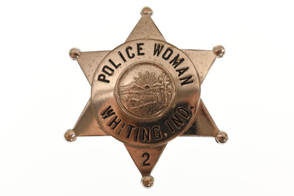 Obsolete Whiting Indiana Police Woman Badge #2 (1 of 2)