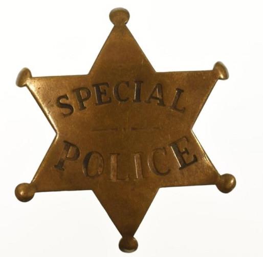 Early Obsolete 6-Point Star Special Police Badge: Nice early obsolete 6-Point Star Special Police badge. Badge is in good condition with wear from use and age. Has pin back. Back is named to "Earl Vickery". It measures approximately 2-1/2" tall by 2"