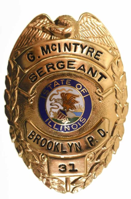 Named Obsolete Brooklyn ILL. P.D. Sergeant Badge (1 of 2)
