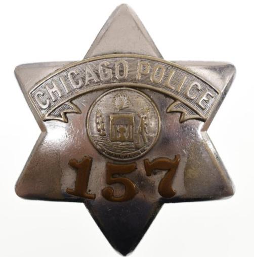 Obsolete Chicago Police Pie Plate Badge #157 (1 of 2)