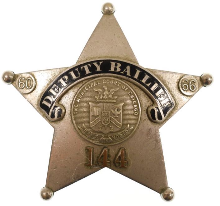 Obsolete Chicago Deputy Bailiff Badge #144 (1 of 2)