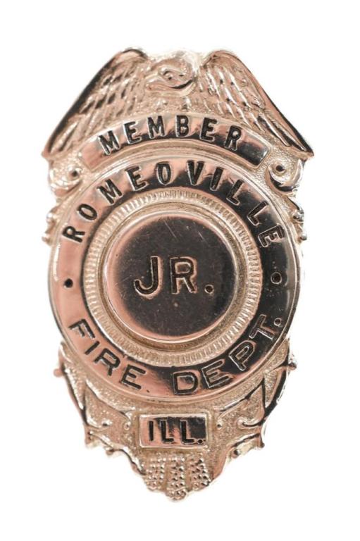 Obsolete Romeoville IL Jr. Fire Dept. Member Badge (1 of 2)