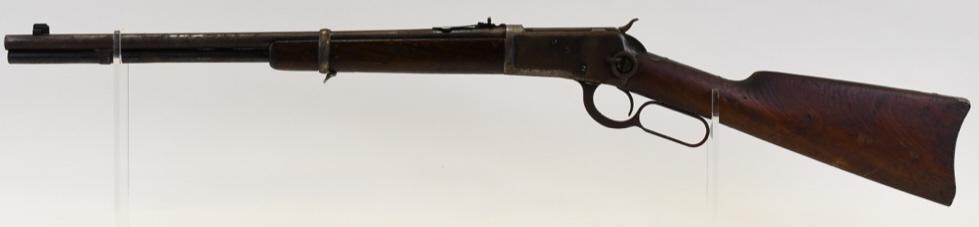 Winchester Model 1982 .30 Cal. Saddle Ring Carbine: Winchester Model 1892 saddle ring carbine in .30 caliber. The carbine has a 20" round barrel and is in fair condition with surface rust and use wear. Manufactured in 1906. Serial #354124. FFL required