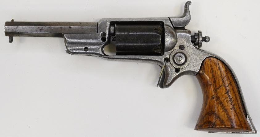 Colt Model 1855 Sidehammer Root .28 Cal. Revolver: Nice Colt Model 1855 Sidehammer Root .28 caliber 5-shot revolver. Manufactured in 1859 an is in good condition with walnut grips, has some mechanical issues that need to be addressed. Serial #21499. (