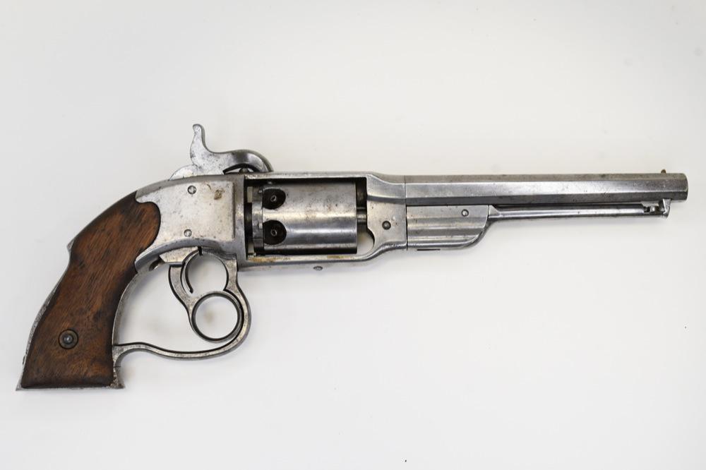 Savage .36 Cal. Navy Model Revolver: Nice Savage R.F.A. Co. Navy Model 6-shot revolver in .36 caliber. Rogers & Spencer had a U.S. Civil War contract. The revolver was manufactured in 1861 and is in nice condition with some use wear. Has