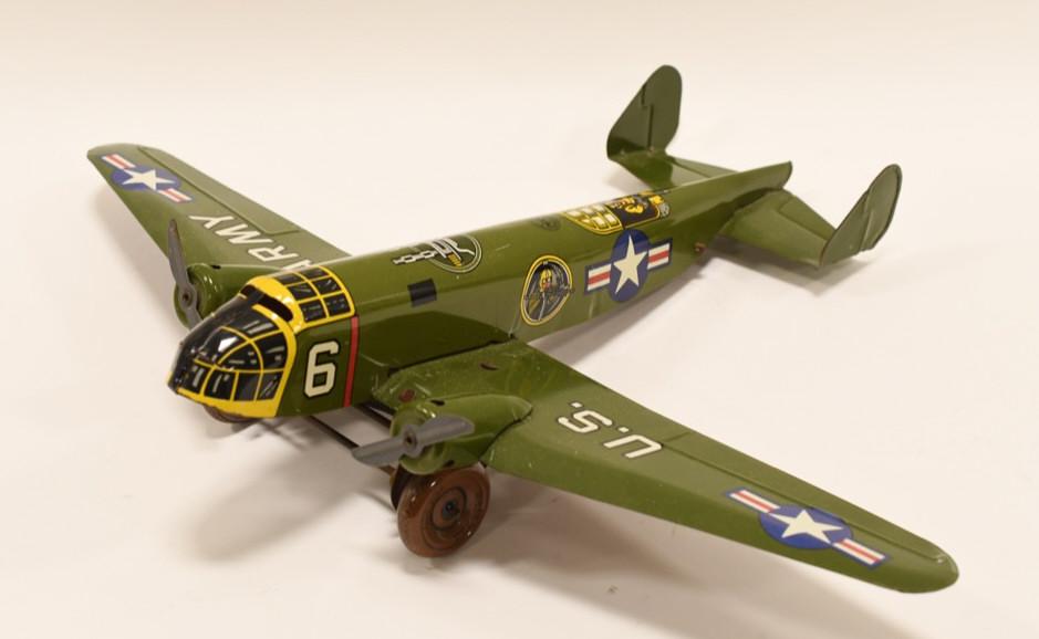 Marx Windup Tin Litho U.S. Army Fighter Plane #6 (1 of 5)