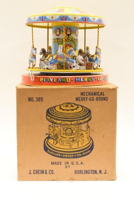Chein Tin Litho Mechanical Merry-Go-Round In Box (1 of 5)