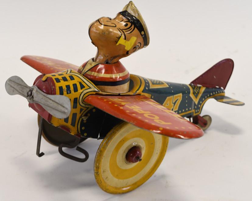 Marx Tin Litho Windup Popeye The Pilot Plane (1 of 5)