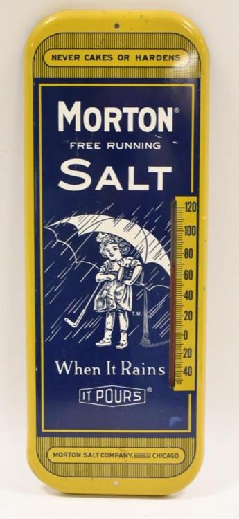 Tin Morton Free Running Salt Thermometer Sign (1 of 4)