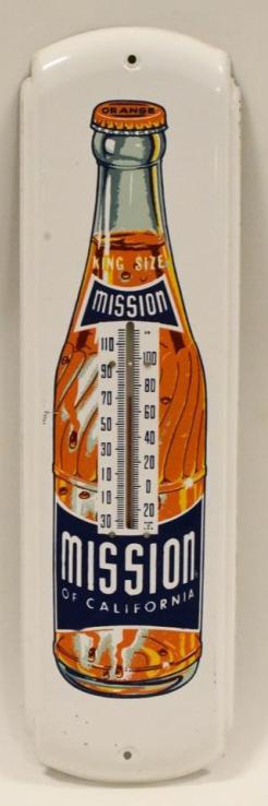 Original Tin Mission Orange Soda Thermometer Sign (1 of 4)