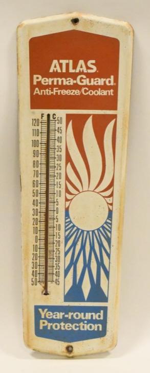 Original Tin Atlas Anti-Freeze Thermometer Sign (1 of 5)