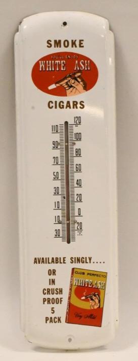 Original Tin White Ash Cigars Thermometer Sign (1 of 5)