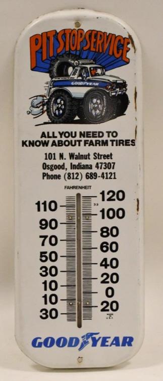 Original Tin Goodyear Pit Stop Service Thermometer (1 of 4)