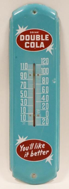 Original Tin Drink Double Cola Thermometer Sign (1 of 5)