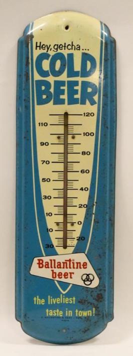 Original Tin Ballantine Beer Thermometer Sign (1 of 4)